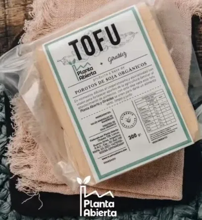 Tofu orgánico PLANTA ABIERTA x 300 gramos, envasado al vacío.
