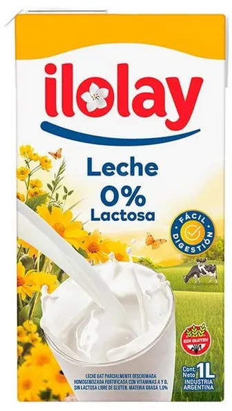 Leche ILOLAY 0% LACTOSA parcialm. descremada larga vida x 1 litro