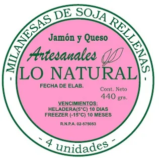 LO NATURAL - Milanesas de Soja rellenas Jamón y Queso