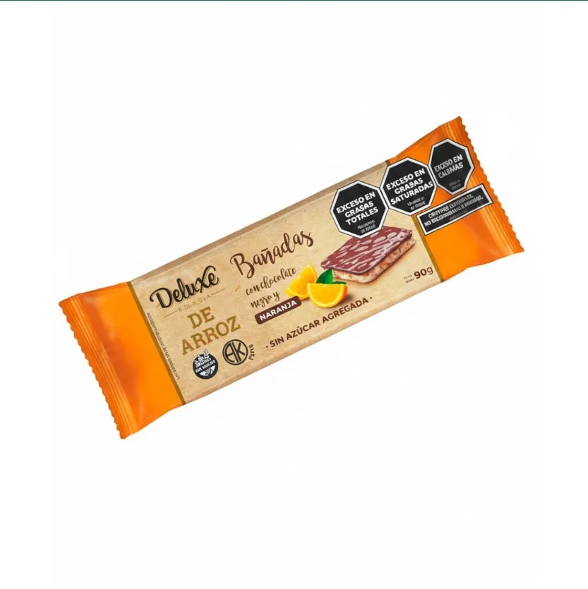 Galletas de arroz bañadas con chocolate amargo con naranja Deluxe