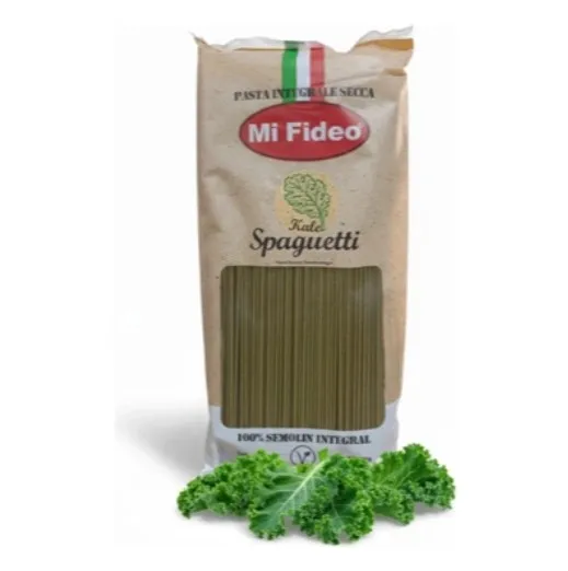 Spaghetti 100% semolín integral MI FIDEO con kale