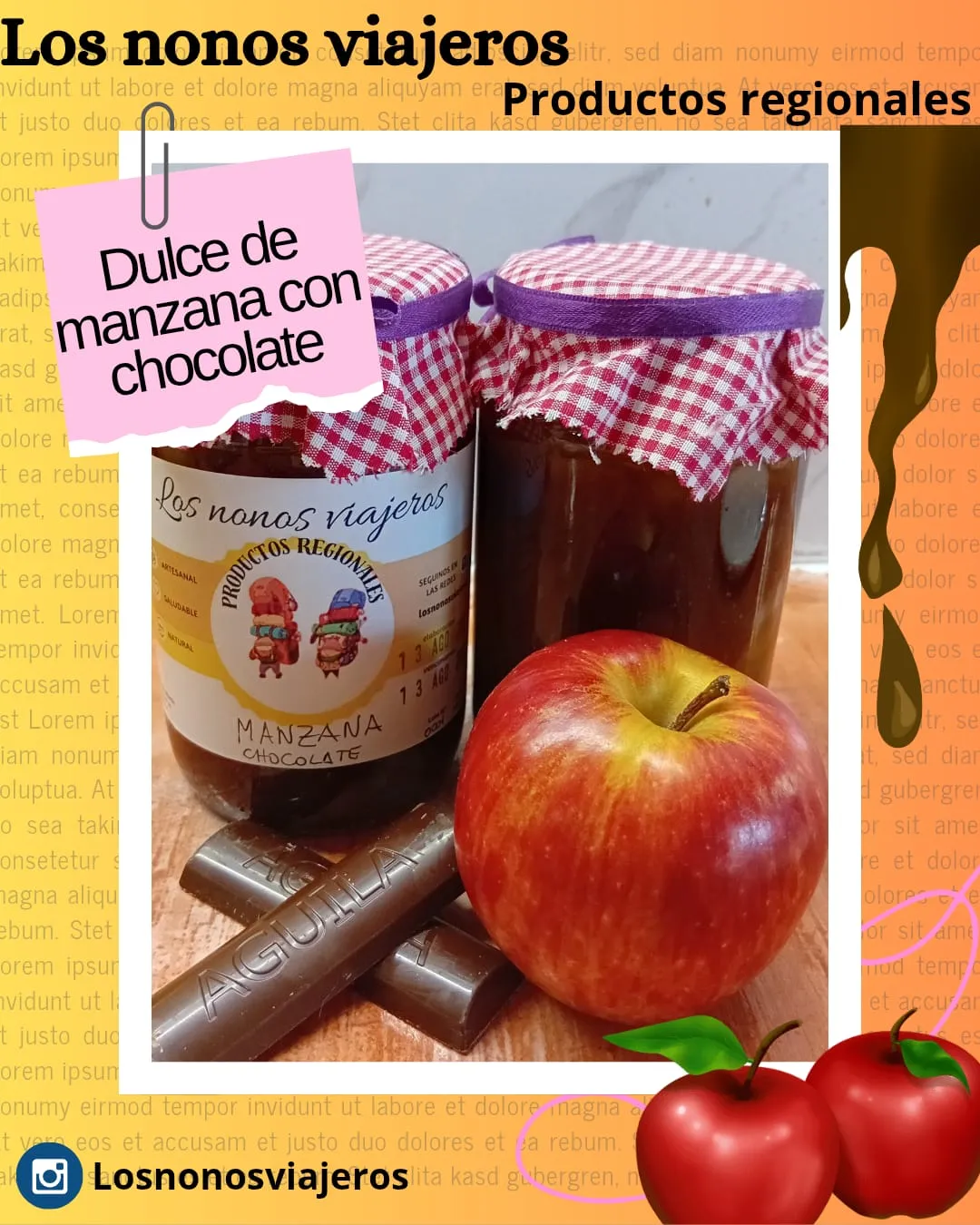 Mermelada de manzana con chocolate LOS NONOS VIAJEROS