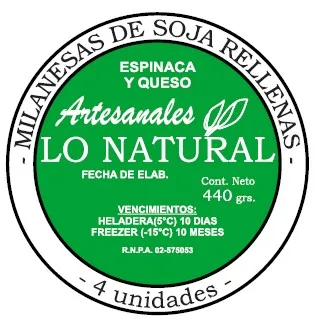 LO NATURAL- Milanesas de Soja rellenas Espinaca y Queso