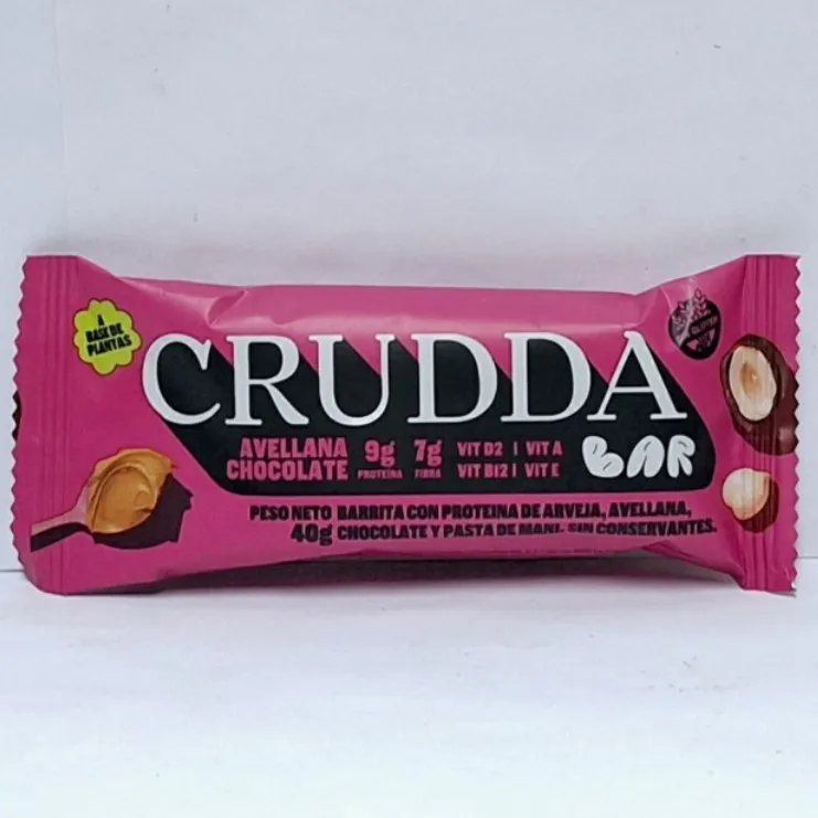 Barrita avellana y chocolate CRUDDA x 40 gr