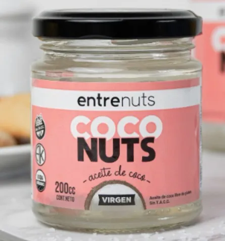 Aceite de coco VIRGEN Entrenuts x 200 cc